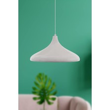 Assess Store Nil Özel Tasarım Modern Parlak Beyaz Salon - Mutfak - Cafe Metal Tekli Sarkıt Avize Parlak Beyaz 18 x 32