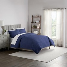 Assess Store Waverly Traditions Madalyon Pinsonic 3 Parça Kapitone Tek Parça Nevresim Takımı, 2 Yastık Kılıfı ve Yorgan ile Yatak Takımı, Hafif ve Makinede Yıkanabilir, Lacivert