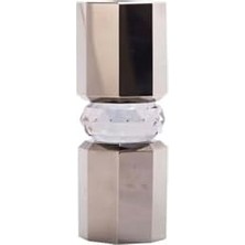 Assess Store Kristal Mum Tutucu, Krom/duman, 5,5X5,5X15 cm