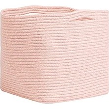 Assess Store Pembe Kırçıllı Pamuklu Sepet 30 x 30 x 30 cm
