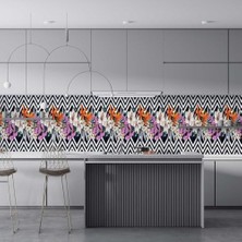 Assess Store Mutfak Tezgah Arası Folyo Kaplama Folyosu Çizim Çiçekler 60X500 cm
