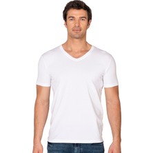 Özkan Underwear Özkan 10273 Erkek %95 Pamuklu Likralı Esnek Rahat V Yaka Kısa Kollu T-Shirt Atlet Fanila