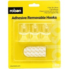 Assess Store 61328 3pc Removable Transparent Adhesive Hooks,