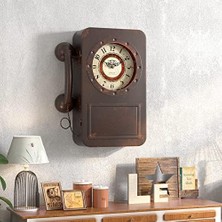 Assess Store Abdurey Gizli Kasalı Retro Eski Telefon Duvar Saati, Pille Çalışan Kuvars Metal Duvar Saatleri, Büyük Dikdörtgen Dekor Saatleri, Çiftlik Evi, Oturma Odası Için (40,64 cm Y x 30,48 cm G x 10,16
