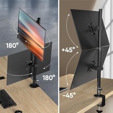 Assess Store Masa Üstü Çift Monitör Standı, 15" - 33" Uyumlu, Vesa Uyumlu Monitör Tutucu, 8kg Kapasite, Ayarlanabilir Yükseklik ve Eğim, Kablo Yönetimi, Masa Kenarına Veya Delikten Montaj Seçeneği | Z002