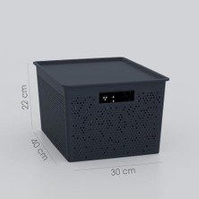 Assess Store Seul Çok Amaçlı Kapaklı Saklama Kutusu - Şık ve Dekoratif Dolap Içi Organizer Düzenleyici (4 L / 12 L / 20 L Boy Seçenekli) 3 Renk (Siyah, 20 Litre)