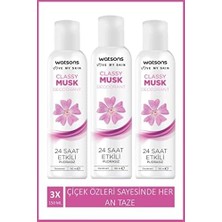 Assess Store Watsons Classy Musk 24 Saat Etkili Pudrasız Deodorant Sprey 150 ml X3 Adet