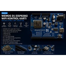 WeMos D1 Arduino ESP8266 WiFi Kontrol Kartı (Header + USB Kablo Dahil)