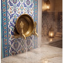 Emfa Aksesuar Antik Eskitme Kurna Seti - Hamam Muslukları Seti 2 Adet Antik Gold Musluk 1 Adet Ağır Hamam Tası