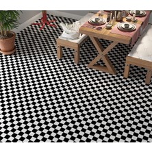 Assess Store Yer Kaplama Zemin Kaplama Folyosu 65X130 cm Siyah Beyaz Kareler