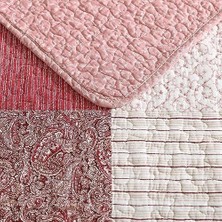 Assess Store Ashley - Kraliçe Yorgan Seti, Ters Çevrilebilir Pamuklu Yatak Örtüleri, Kırk Yama Işi Esinlenen Ev Dekoru (Celina Patchwork Kırmızı, Kraliçe)