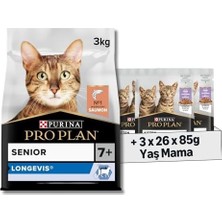 Daisy Home Pro Plan Original Senior Somonlu Kuru Kedi Maması 3 kg + Purina Pro Plan Healthy Start Sos Içinde Hindi Etli Yavru Kedi Maması 85GR Pouch x 26 Adet x 3 Adet