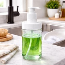 Assess Store Cam Sıvı Sabunluk & Deterjanlık Kilitli Pompalı Sıvı Sabun Haznesi Banyo Sabunluğu Mutfak Deterjanlığı Deterjan Kutusu 320 ml (1)