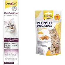 Daisy Home Gimcat Malt Soft Kediler Için Tamamlayıcı Mama, Zengin Protein 20 G & Nutripockets Kedi Ödülü Peynir Taurin, 60 G