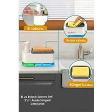 Assess Store 2'si 1 Arada Sabunluk ve Bulaşık Süngerliği – Çift Hazneli Sıvı Sabunluk ve Deterjanlık | Mutfak Tezgah Üstü Pratik Süngerlik Sabunluk Seti