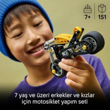 Assess Store Sarı Motosiklet 42225-7 Yaş ve Üzeri Çocuklar Için Direksiyon ve Arka Tekerleğe Zincirle Bağlı Pistonlu Motor Içeren Yaratıcı Oyuncak Yapım Seti, Çocuklar Için Hediye Fikri (151 Parça)