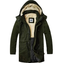 Slim Fit Çıkarılabilir Kapüşonlu Gabardin Uzun Parka Kaban