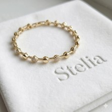 Stelia Bileklik - Gold Kaplama Minimal Topçuk Model Kadın Bileklik