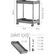 Assess Store Siyah 2 Katlı Tekerlekli Düzenleyici Mutfak ve Banyo Rafı