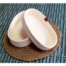 Assess Store 2'li Oval Sepet 15 * 25CM Krem Ev Hasır Jüt Çok Amaçlı Havlu Düzenleyici Organizer