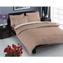 Assess Store Taç Prestige Delux Düz %100 Pamuk Nevresim Takımı, Cappucino, Çift Kişilik