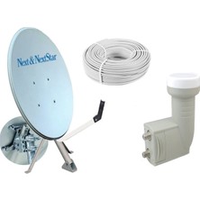 Next 80 cm Nextstar Ofset Çanak Anten Full Set İkili LNB 25 Metre Anten Kablosu 150021