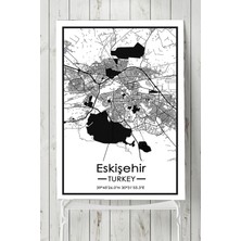 Assess Store (PSTER19626) Eskişehir Harita Dekoratif Tasarım Poster 60 x 90