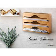 Assess Store 3 Bölmeli Doğal Bambu Folyoluk ve Streç Film Kesici Organizer - Sürgülü Bıçaklı Çekmece Içi Düzenleyici Pişirme Kağıdı ve Alüminyum Folyo Standı Mutfak Organizeri (35,5 x 22 x 7 Cm)