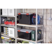 Assess Store Ohyama, 2'li Set Hava Geçirmez Saklama Kutusu, 70 L, Klipsli, Istiflenebilir, Garaj, Kiler, Tavan Arası – Air Tight Box At-Ld – Siyah