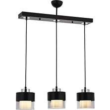 Assess Store AV-60193-3Y-BSY Siyah Boyalı Modern Avize E27 Metal Cam 70X15CM