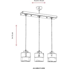 Assess Store AV-60193-3Y-KRM Krem Boyalı Modern Avize E27 Metal Cam 70X15CM