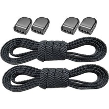 Hapshoe Akıllı Kilitli Ayarlanabilir Siyah 6 mm Lastik Pratik Bağcık 1 Çift