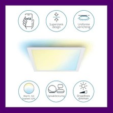 Assess Store Wiz Panel Tavan Lambası Ayarlanabilir Beyaz, Kısılabilir, 1000 Lm, Sıcak Ila Soğuk Beyaz, Kare, Wi-Fi Üzerinden Uygulama/ses ile Akıllı Kontrol, Beyaz
