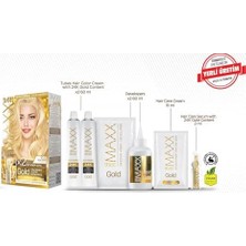 Assess Store Maxx Deluxe Serisi 24K Altın Parçacıklı Serum ile 1 Kutu 2 x 50 ml ve Geliştiriciler Saç Boyası (Sarısı 10.0)