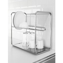 Assess Store 2 Katlı Bulaşık Sepeti Paslanmaz Çelik Bulaşıklık 27X50 cm