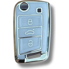 Autohan Keys Nano Anahtar Kılıfı, Volkswagen Golf 7, Tiguan, Polo, T-Roc, T-Cross ile Uyumlu, Gri Lila, Lüks Koruma