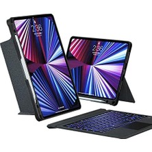 Daisy Home iPad Pro 12.9 6. Nesil ile Uyumlu Kılıf LED Işıklı Magnetik Standlı Klavyeli A2436 A2437 A2764 A2766 Siyah