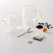 Daisy Home 2'li Çift Cidarlı Cam Fincan Seti - 100 ml Dayanıklı Espresso ve Türk Kahvesi Bardağı - El Yakmayan Modern Sunum (2 Adet)
