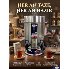 Netoc Vatan Elektrikli Çay Semaveri 120 Bardak Kapasiteli Çaycı Çelik Çift Musluklu