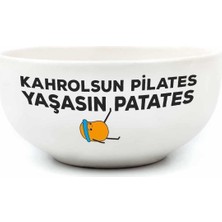 Daisy Home Kahrolsun Pilates Yaşasın Patates Beyaz Seramik Kase - Hediye Seramik Kase