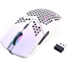 Daisy Home Kablosuz Petek Tasarım Şarjlı Gaming Mouse – Rgb Aydınlatmalı 3200 Dpı Ultra Hafif Beyaz