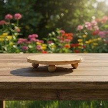 Daisy Home Bambu Top Ayaklı Yuvarlak Sunumluk – 25CM Çap Seçenekli Doğal Ahşap Servis Tabağı | Peynir, Meze, Kek Standı, Kahvaltı ve Charcuterie Board | Yükseltilmiş Masaüstü Tepsi (25 Cm)
