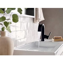 Daisy Home Doux Mat Siyah Tek Kulplu Yüksek Ark Lamine Akış Banyo Bataryası, S6910BL