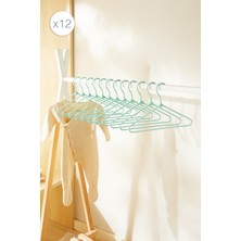 Ocean Home Textile 12'li Mint Renk Kumaş Kaplı Metal Bebek Giysi Askısı19.5 x 30 x 0.3 cm