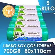 Ethex Endüstriyel Jumbo Çöp Torbası/poşeti - 10 Adet 700GR 80 110CM 90LT  Yeşil 5 Rulo