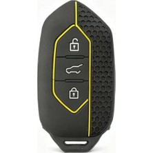 Daisy Home Autohan Keys Togg T10X T10F Uyumlu Akıllı Anahtar Kılıfı, 3 Tuşlu, Petek Desenli (Sarı Çizgili)