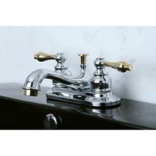 Daisy Home KB604AL Restorasyon 4 Inç Lavabo Bataryası, Metal Kolu Saplı, Parlak Krom ve Parlak Pirinç