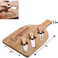 Daisy Home Bambu Peynir Sunum Tabağı, Meyve Yiyecek Tahta Sunum Tabağı 4 Parça | Doğal ve Şık Bambu - Lezzetli Atıştırmalıklarınızı Şık Bir Şekilde Sunun! (33CM*21CM*1.5CM)