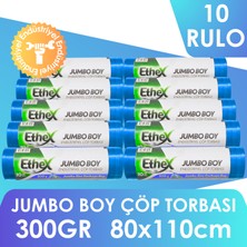 Ethex Endüstriyel Jumbo Boy Çöp Torbası/poşeti - 10 Adet 300GR 80 x 110CM 90LT Siyah 10 Rulo
