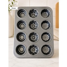 12'li Mini Kek Kalıbı - 12'li Karışık Desenli Muffin & Cupcake Kalıbı - Elçi Home